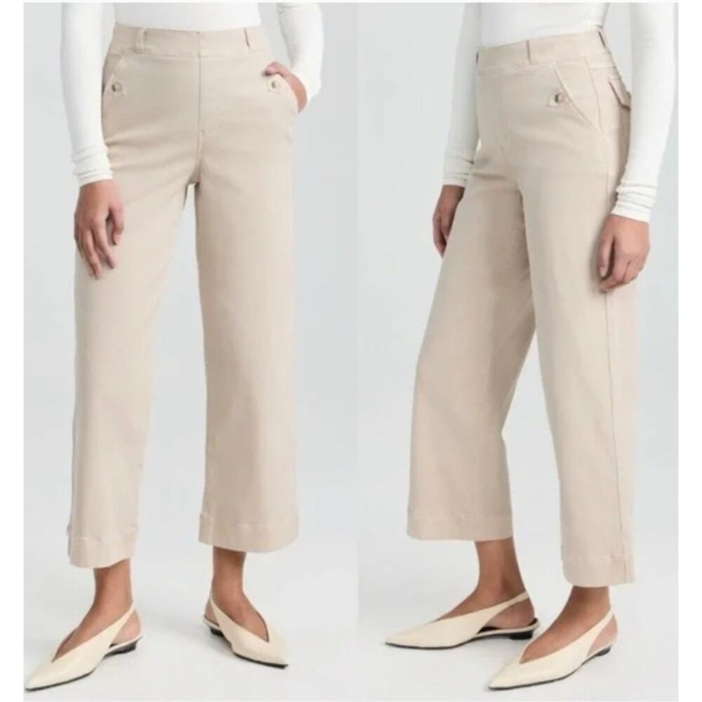 SPANX Stretch Twill High Rise Cropped Wide Leg Pants Shapewear Size M